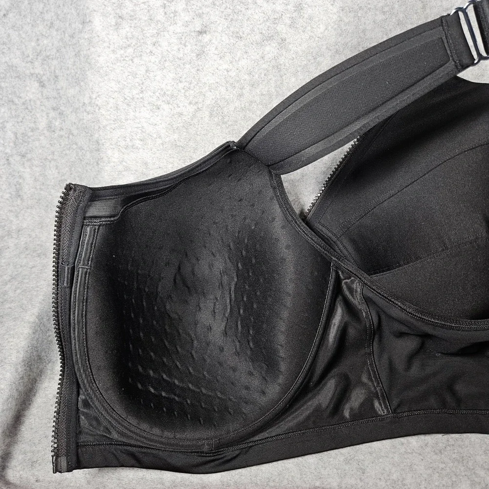 LIVI Lane Bryant Black Max Support Sports Bra High Impact Workout Sz 46F READ
